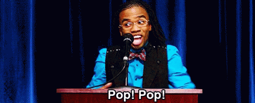 Gif of a clip of the character magnitude saying Pop Pop from the acclaimed TV show Community